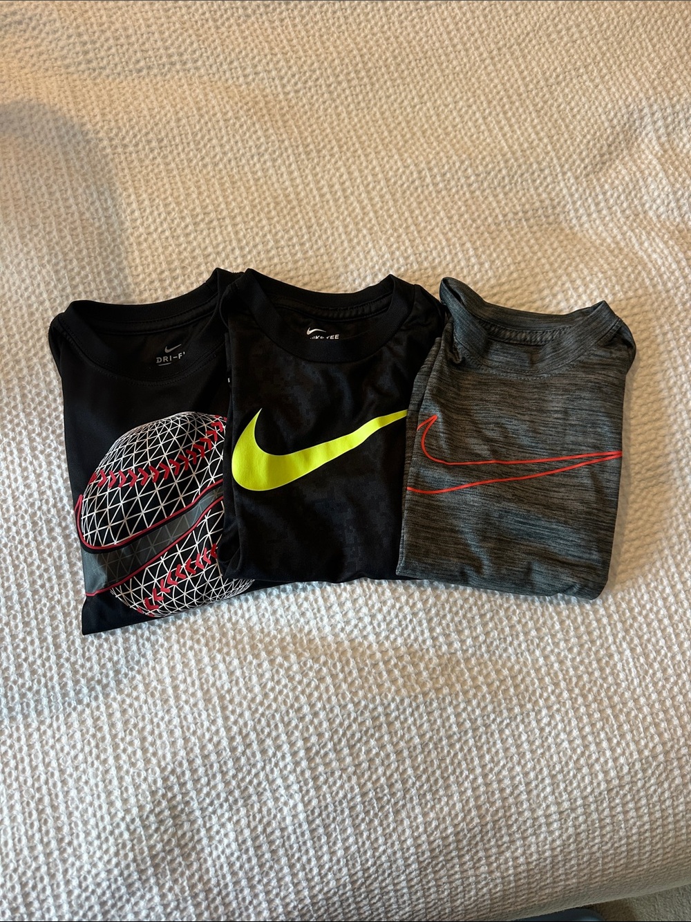 Nike Kids Black & Charcoal Short Sleeve Tees with Neon Accents - 3 Pack